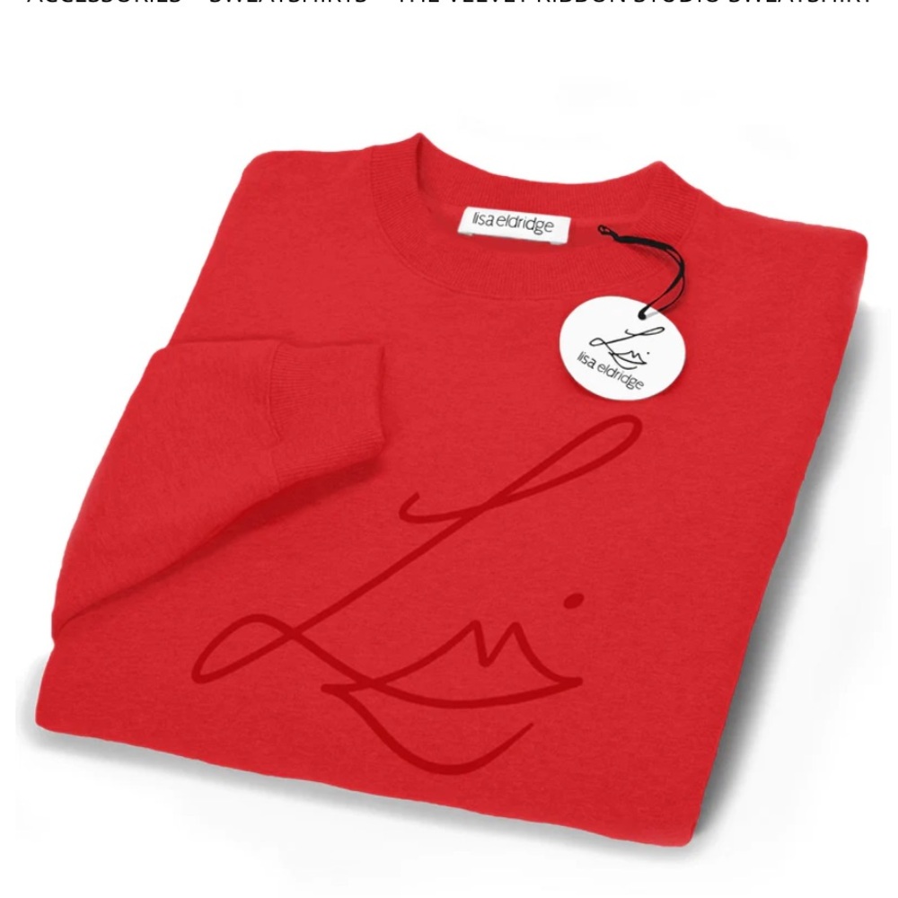 Lisa Eldridge Velvet Ribbon Studio Sweatshirt, size small, worn once, red